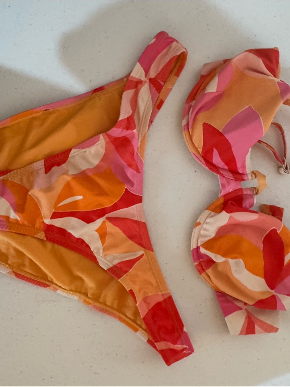 Kids Two-Piece Swim Set in Orange & Pink